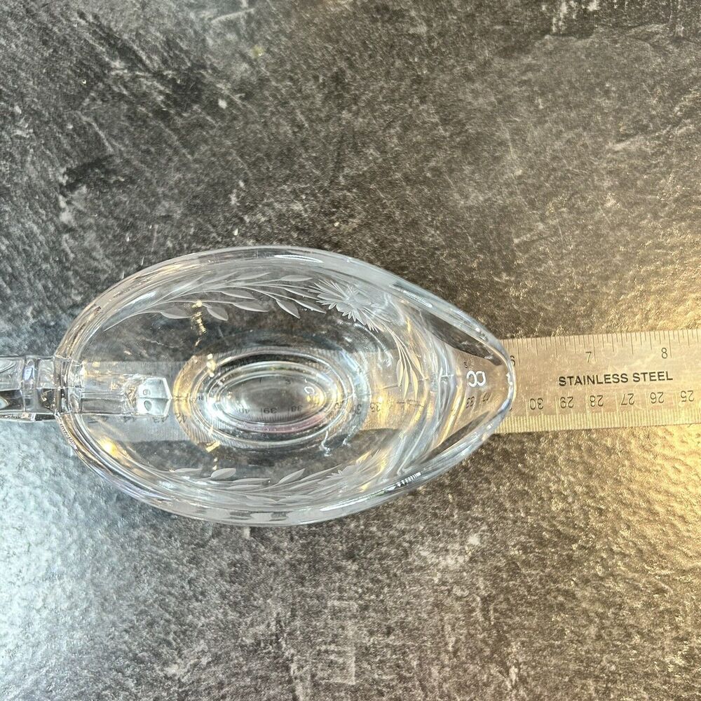 VINTAGE Heisey ART‎ DECO Gravy Sauce Boat Clear Glass Etched Floral Design - Picture 8 of 9
